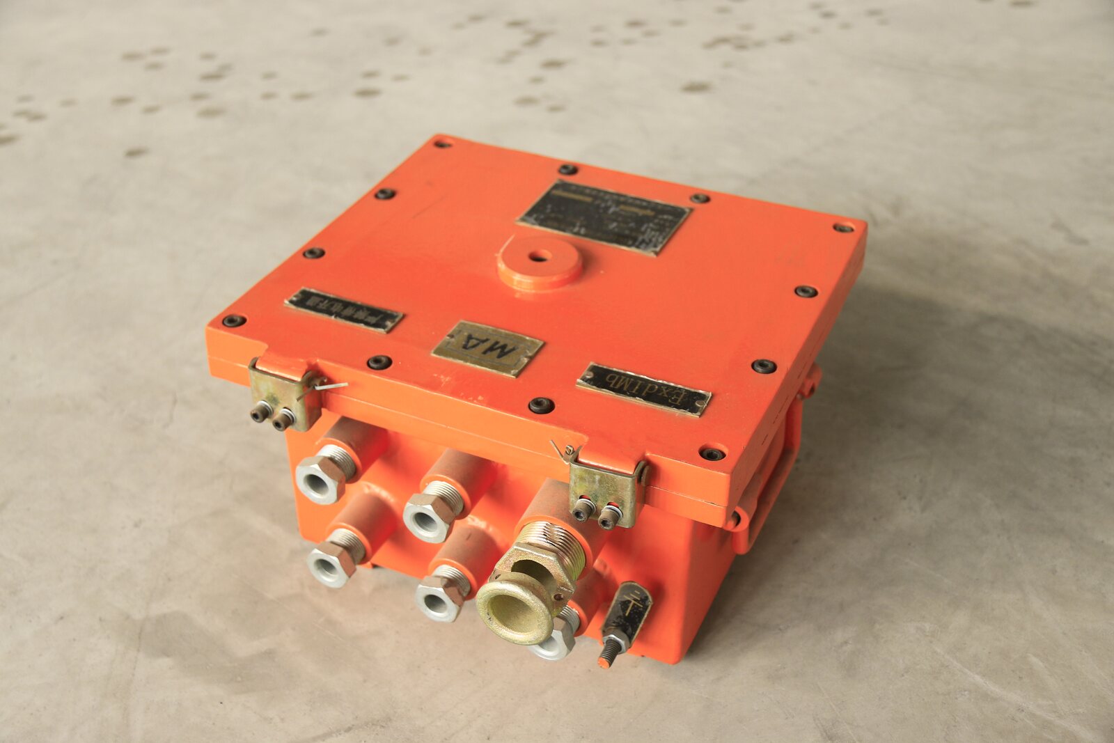 Explosion-proof mine safety controller photographed for model review