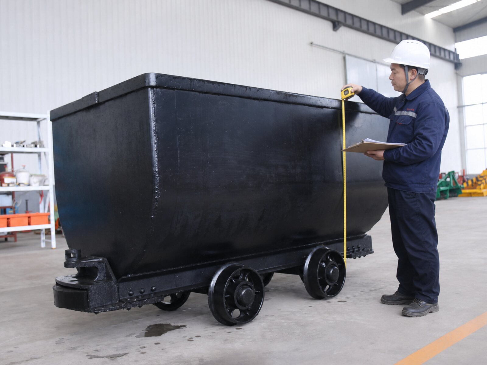 Mining equipment nameplate and document package under inspection